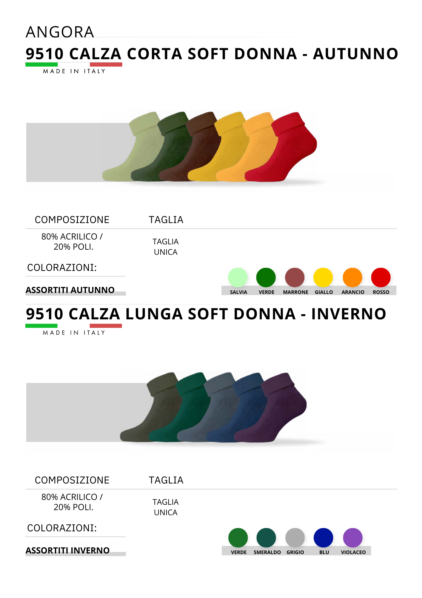9510-CALZA CORTA SOFT AUTUNNO E INVERNO