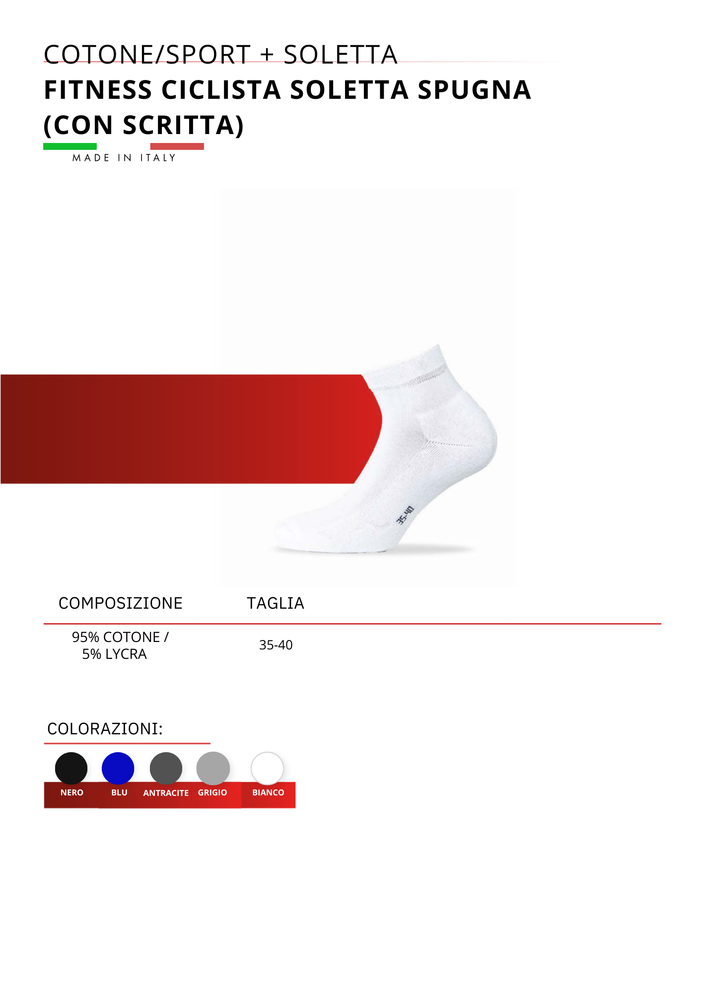 FITNESS-CALZA CICLISTA CON SOLETTA IN SPUGNA