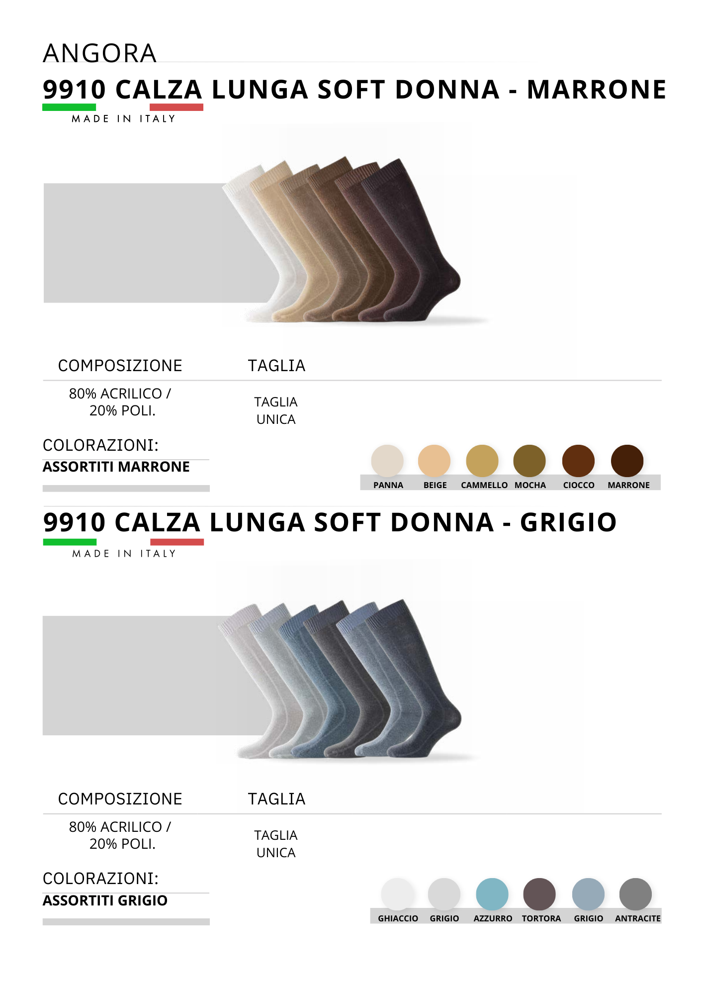 9910-CALZA LUNGA SOFT MARRONE E GRIGIO